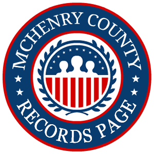 A round red, white, and blue logo with the words McHenry County Records Page for the state of Illinois.